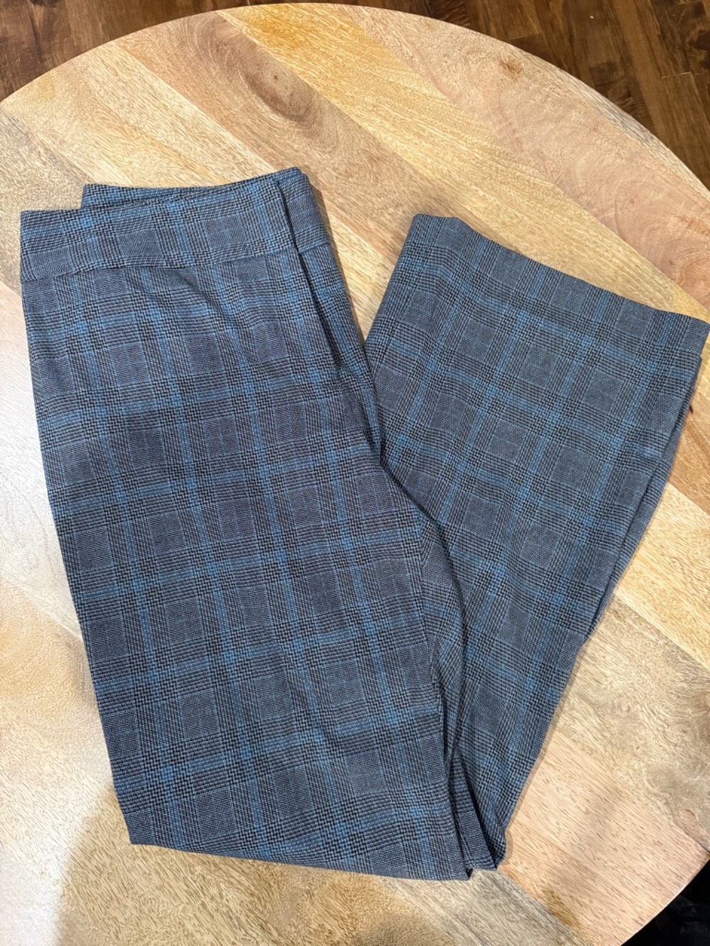 Y2K ANTONIO MELANI Gray Plaid Pants with Blue Windowpane- wide leg